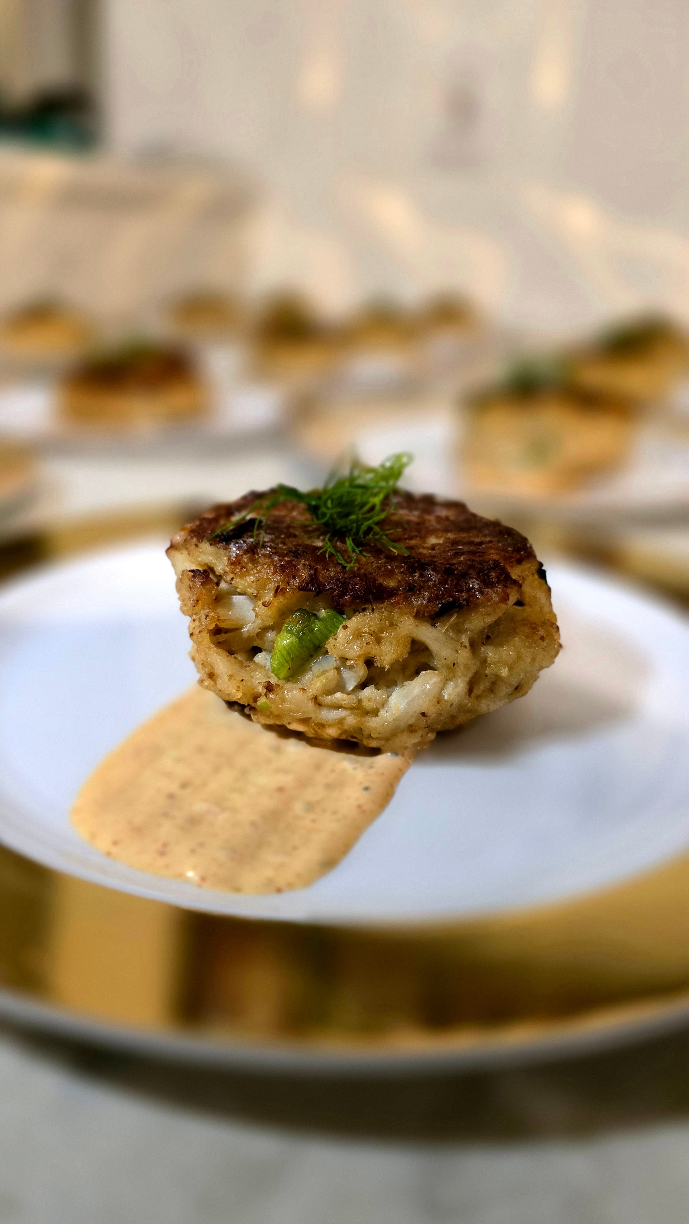 Delicious plated Crab Cake for appetizer