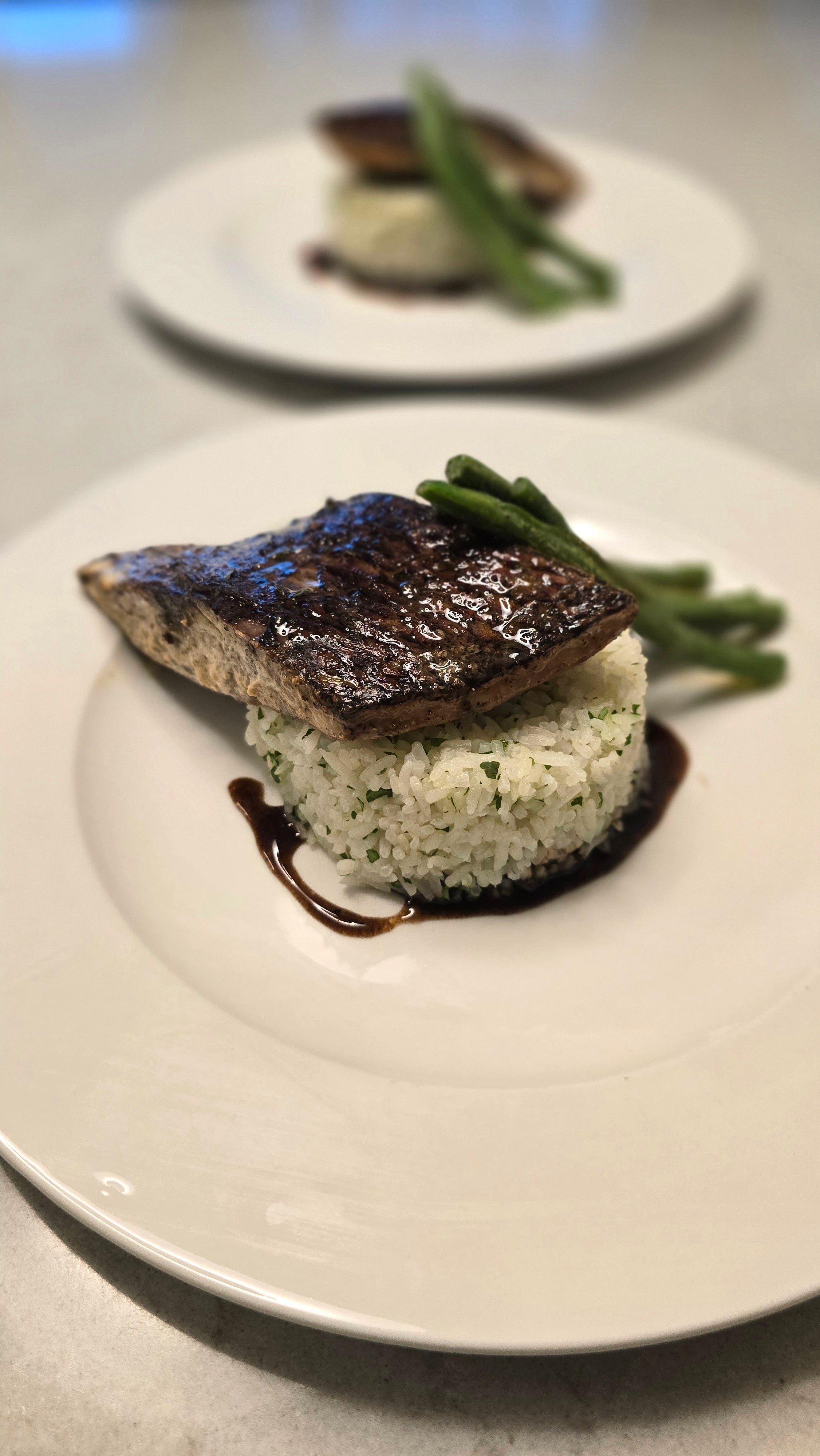 Beautifully plated Blackened Snapper dinner