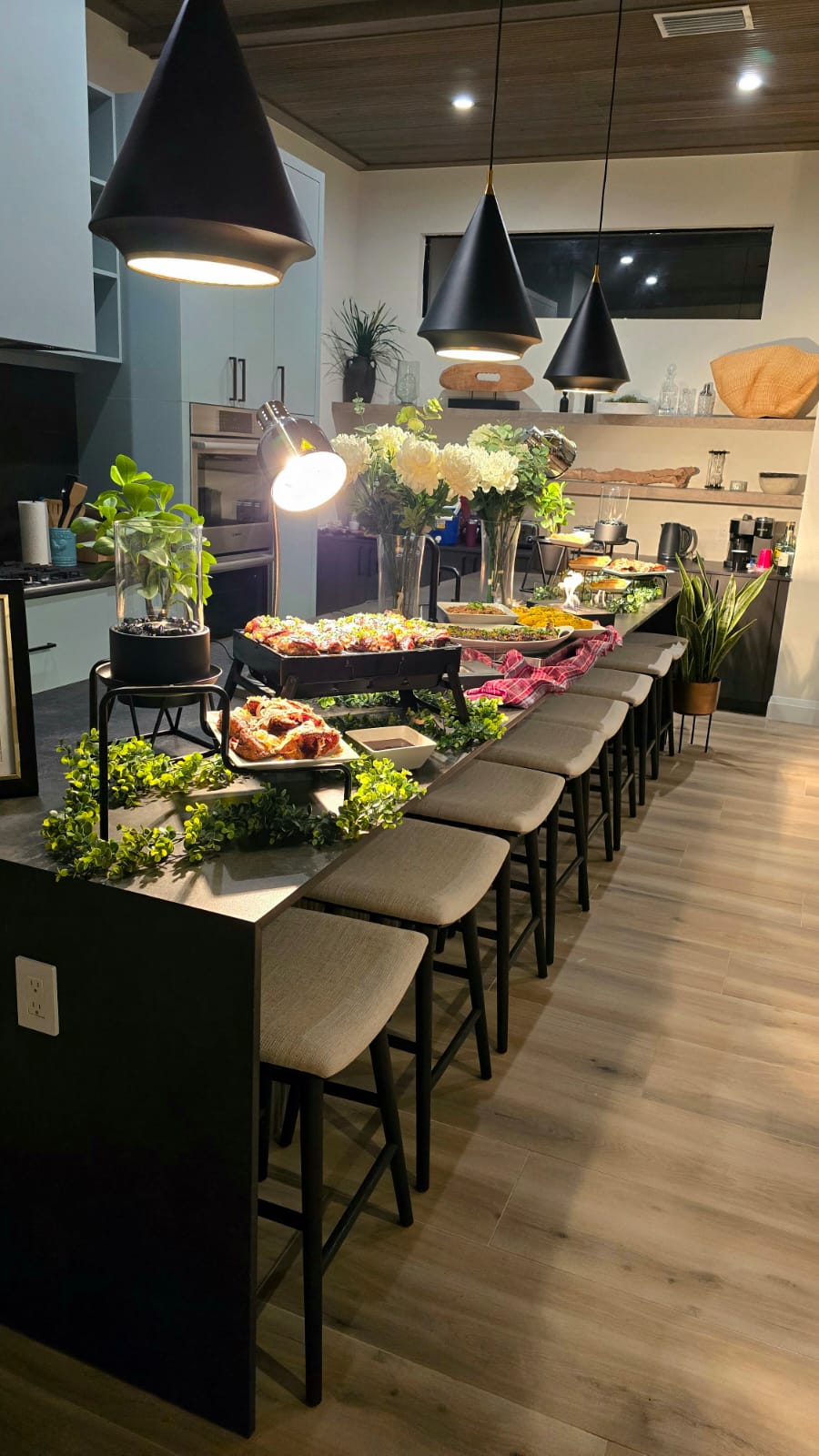elevated buffet set up for private dinner